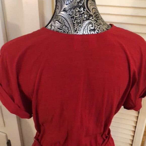 Belted Red Faux Wrap Dress with Pockets Vacation or Beach 🏖 by Universal Thread - Picture 6 of 17